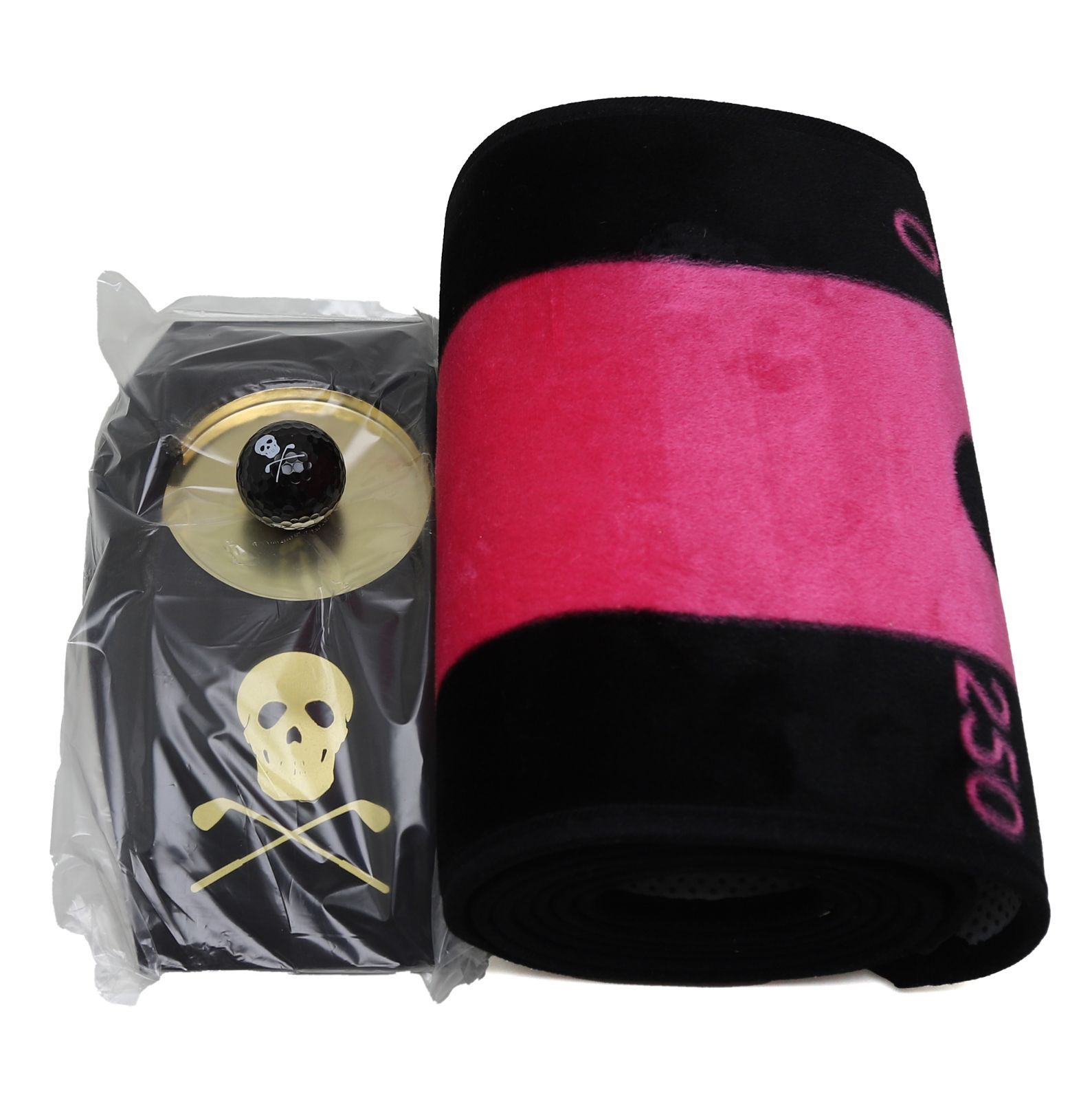 MARK＆LONA パターマット スカル ブラック ピンク ホールカップ ゴルフボール