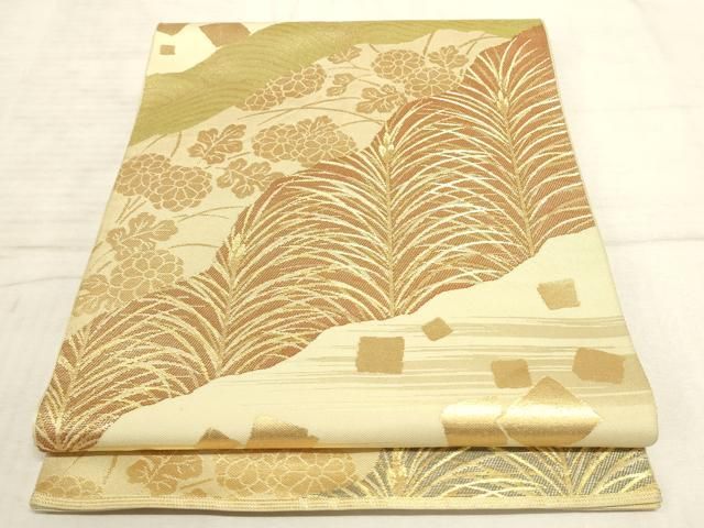 平和屋本店□極上 西陣 川島織物 六通柄 本袋帯 道長名物裂 金糸 逸品  