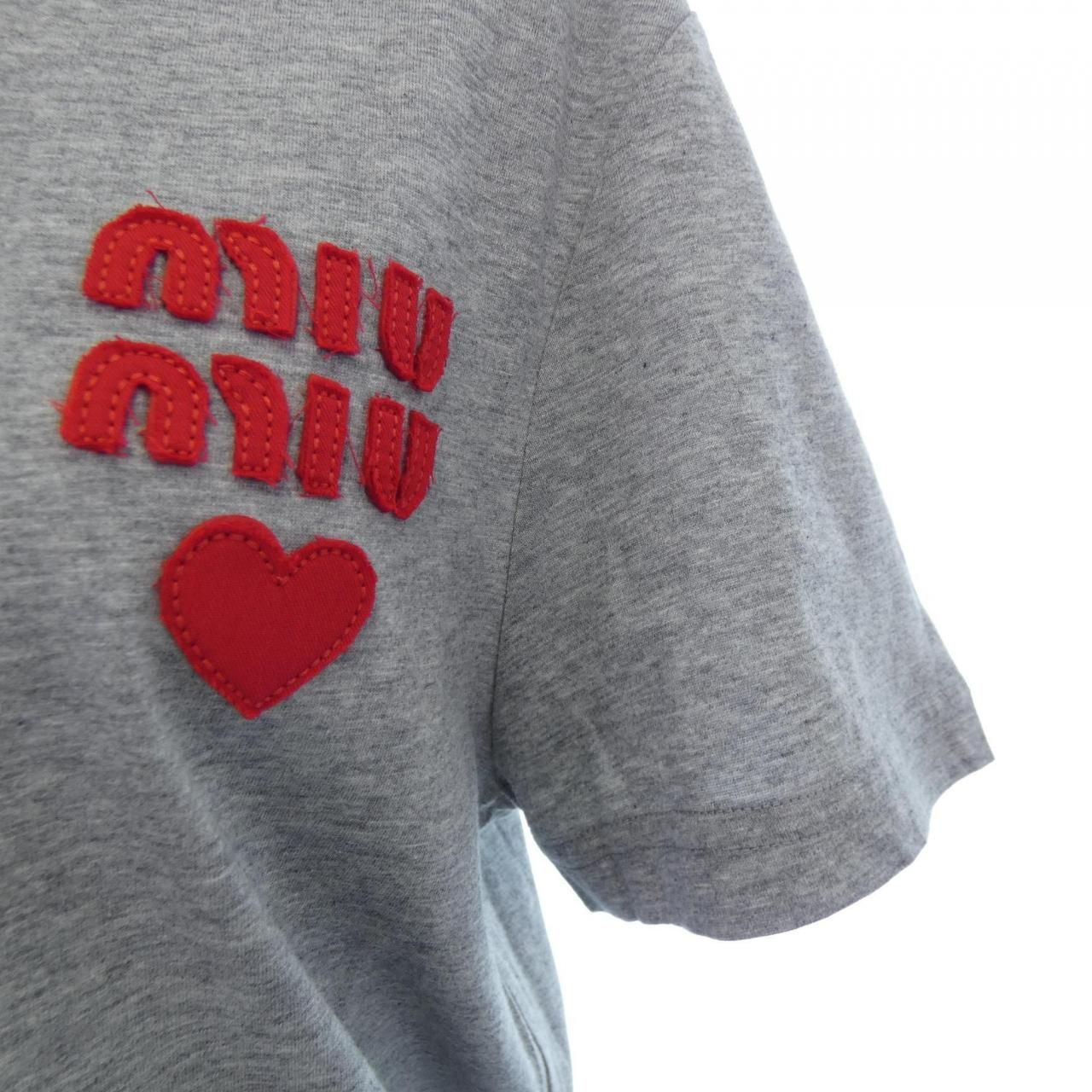 Miu Miu ミュウミュウ Cotton T-shirt Miu Miu Embroidered cotton jersey T-shirt | REVERSIBLE