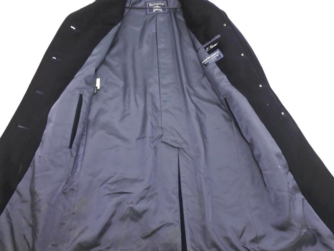 美品】 Burberry カシミヤ混 ピーコート ネイビー ダブル チェック 極