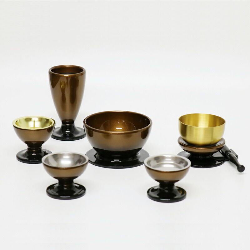 仏具 セット 6点 このはな 大 5具足 おりんセットモダン仏具 仏壇 花立て 香炉 燭台 火立て 仏器 茶器 ブラウン ワイン ホワイト モダン