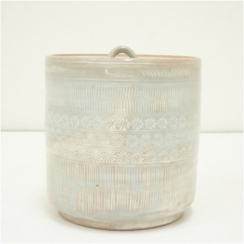 京焼 森里陶楽造 三島水指 共箱 水指し 茶道 茶道具 おしゃれ 水差し 抹茶 インテリア 茶器 水器 お茶 骨董 茶会