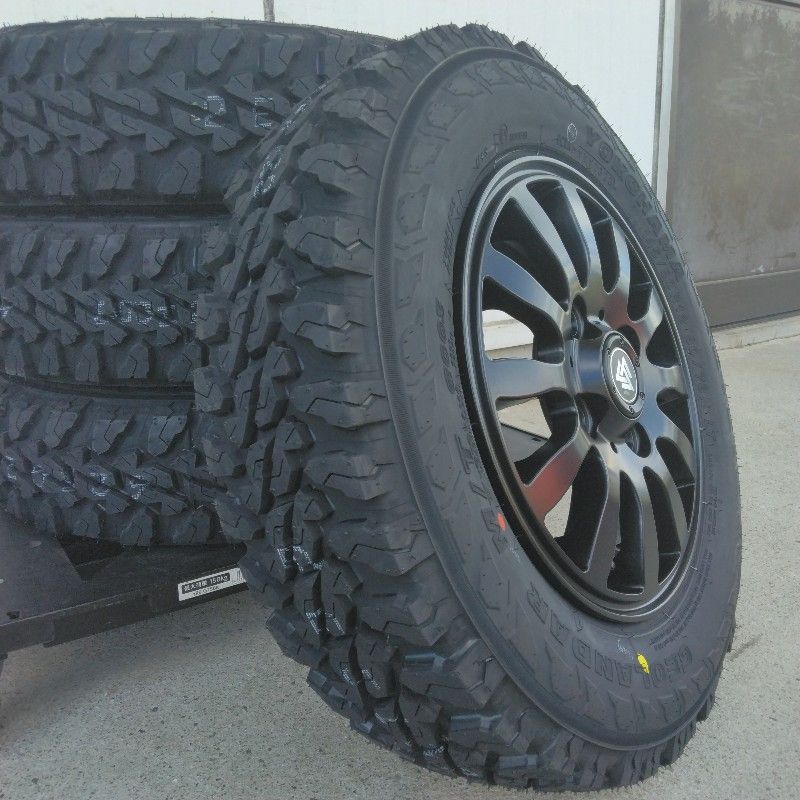 4本セット 軽トラック 軽バン 車検対応 145 80R12 YOKOHAMA ジオランダー MT ホワイトレター タイヤホイールセット 12インチ Bounty MUD-Xii