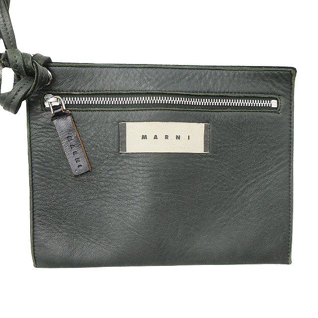 マルニ MARNI レザー ワンショルダー トート バッグ ハンドバッグ ポーチ付き 鞄 バイカラー 緑 グリーン 黒 ブラック レディース/ -  メルカリ
