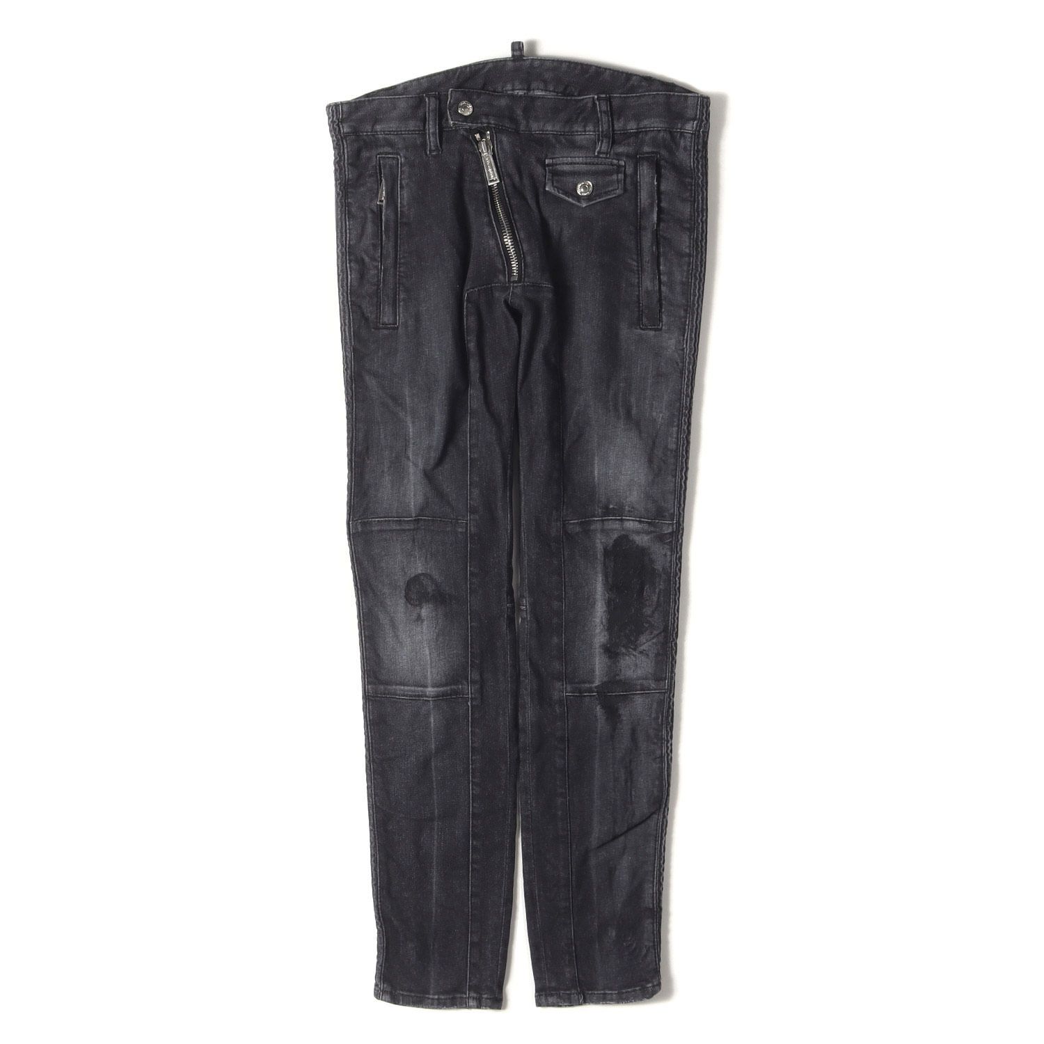 【美品】DSQUARED2 ディースクエアード パンツ サイズ:42 / 20AW ペイント加工 ストレッチ スキニー デニム パンツ (S74KB0414 S30503) / ブラックインディゴ 黒 / ボトムス ジーンズ ジーパン / イタリア【】