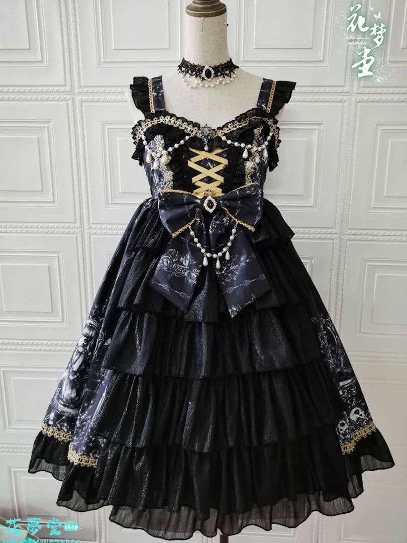 25年 ♥ゴスロリドレス 黒 白 フリル リボン コスプレ ロリータ かわいい 撮影会 舞台 イベント 原野空間-56