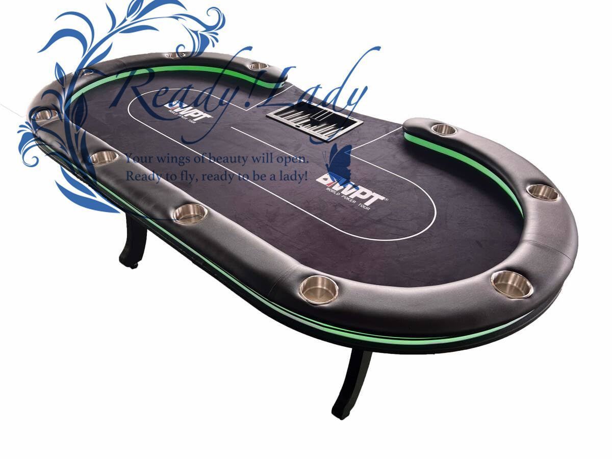 ポーカーテーブル LEDライト付き １０人用ポーカーテーブル WPTデザイン ポーカー テーブル 240*120cm