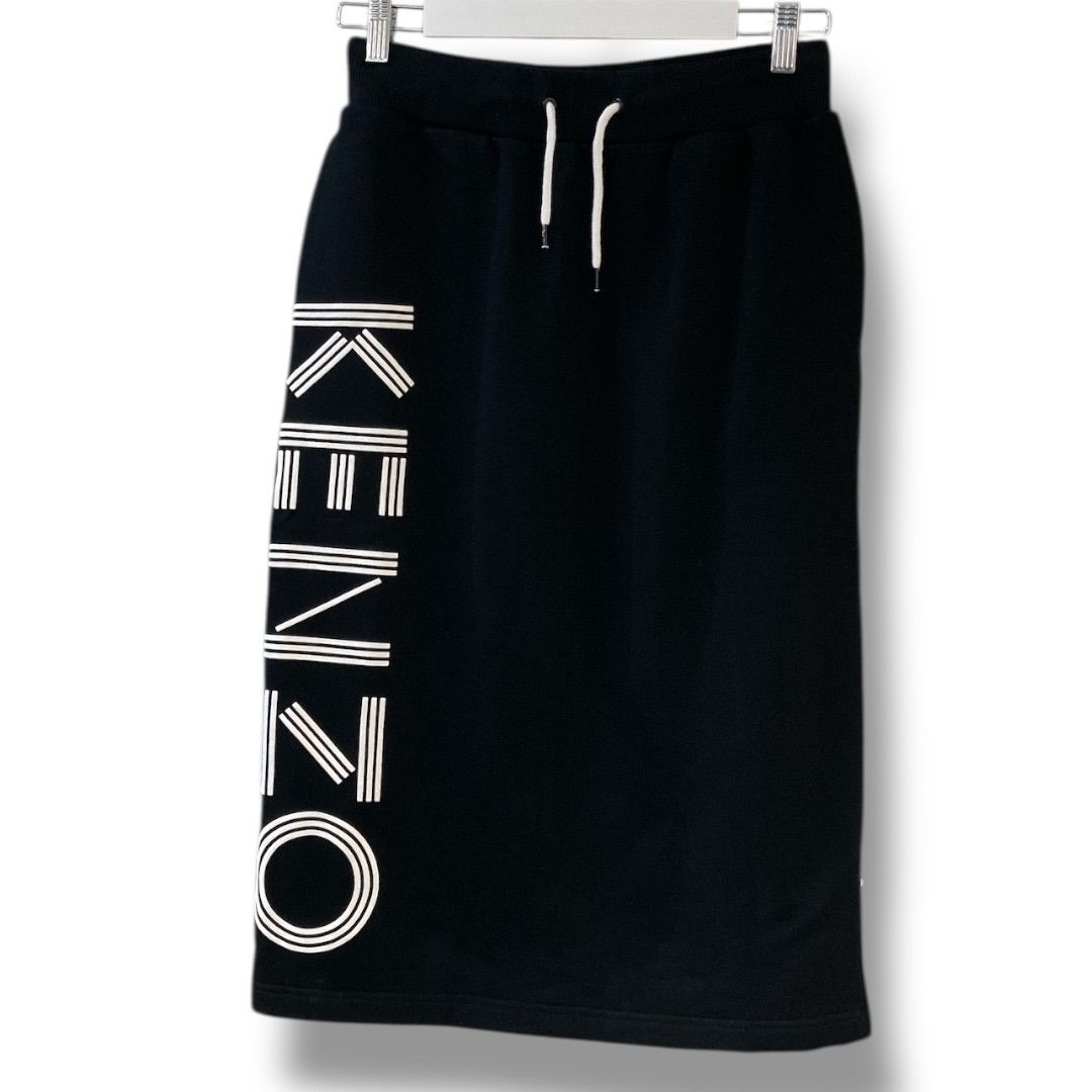 ダグ付き ♥品 KENZO ケンゾー ロゴプリントタイトスカート サイズS ブラック 黒 NO F76.2JU763.952 定価 ¥33000円 コットン 綿 スカート Iライン ストレッチ レディース 秋 ゴーゴー古着マルイ草加店2242