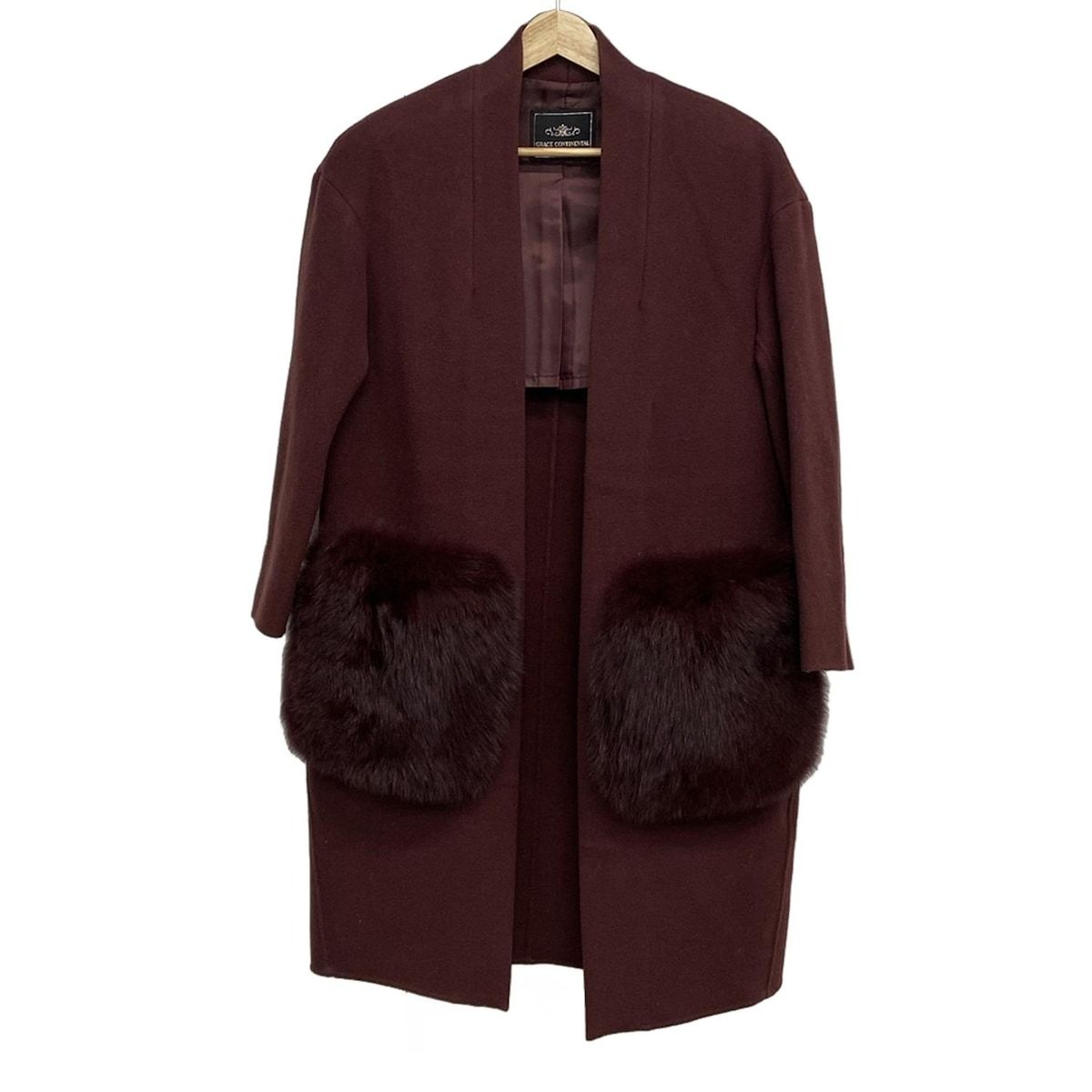 GRACE CONTINENTAL グレースコンチネンタル コート サイズ36 S レディース - ボルドー 長袖 フォックス 冬