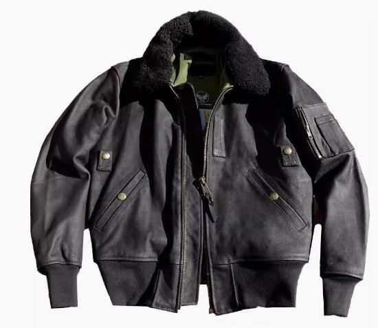 秋冬 新品　B15牛革　レトロ　本革 上品　ファー襟　フライトジャケット　メンズライダースジャケット 革ジャン Ｓ～5XL