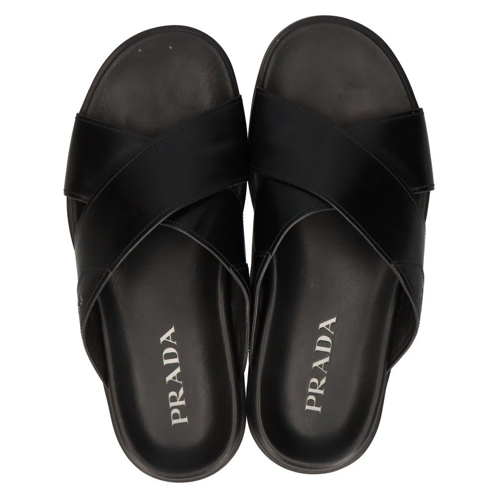 PRADA ブラック レザー サンダル 厚底 PRADA ブラック レザー サンダル