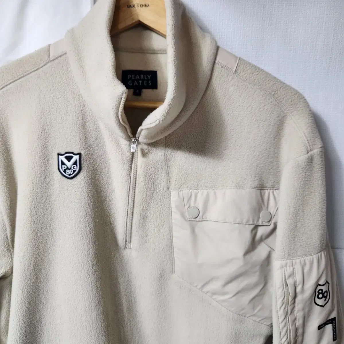 パーリーゲイツ アイボリー フリース ハーフジップアップ 4