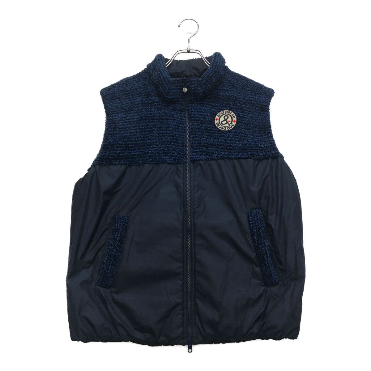 美品　アンパスィ　and per se リバーシブルキルティングベスト　中綿　M 中古 メンズ アンパスィ and per se ベスト LL 紺 ネイビー