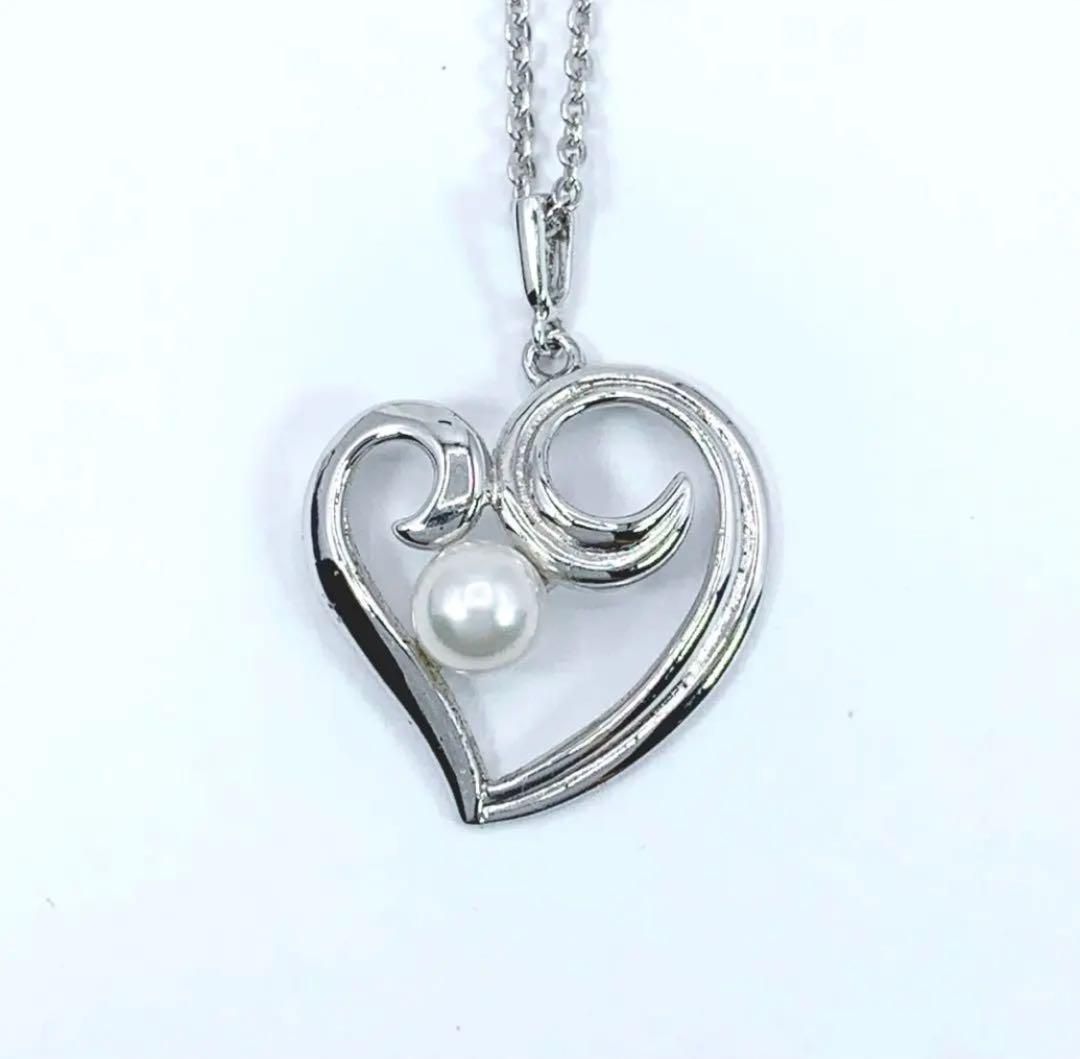 定番のお歳暮 ミキモト MIKIMOTO シルバー ハート パール 本真珠 ネックレス アクセサリー
