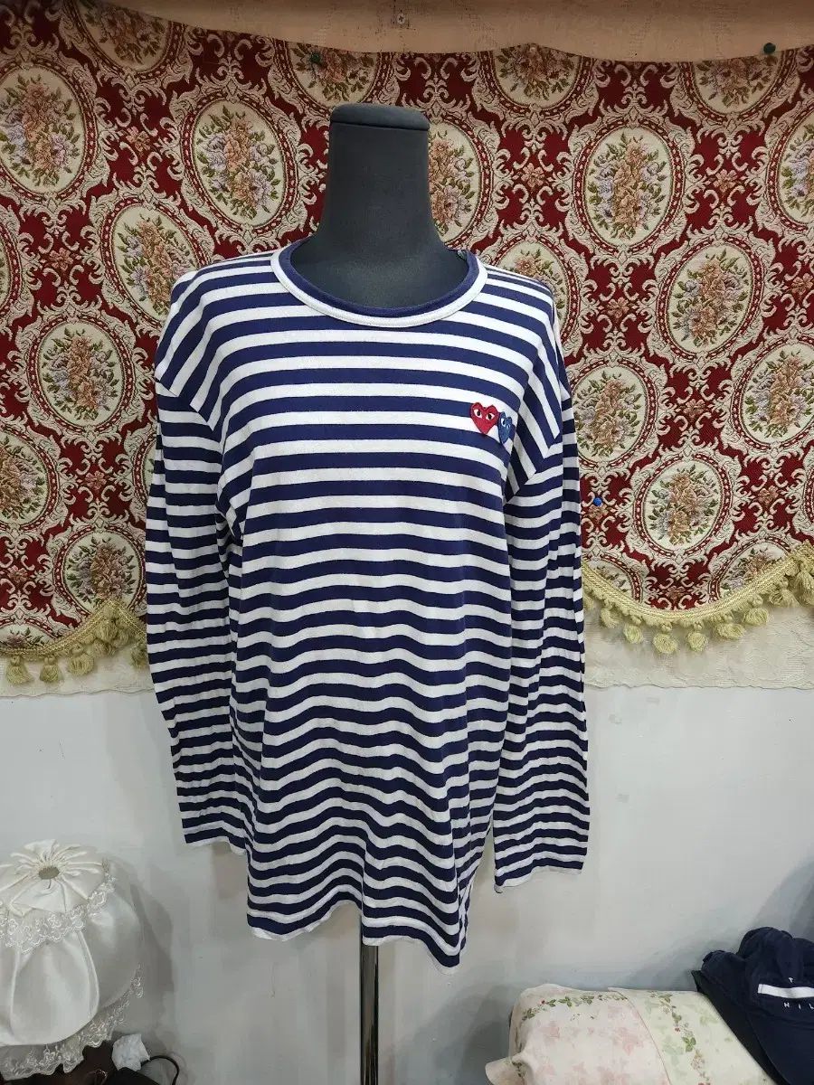 COMME des GARCONS コム デ ギャルソン ダブルワッペン ボーダー Tシャツ AZ T228