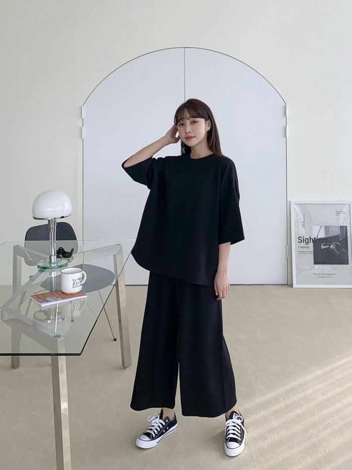 上下セット レディース セットアップ トップス 七分袖 Tシャツ