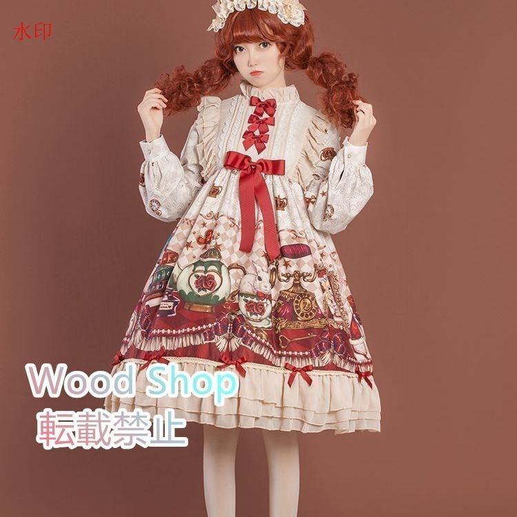 OP オリジナルロリータ カジュアル ワンピース ロングドレス ヘアアクセサリー付き ロリータ 高品質 コスプレ 衣装 キャラクター衣装 コスチューム 撮影用 イベント 文化祭 メイド喫茶 メイドカフェ S～XLサイズ