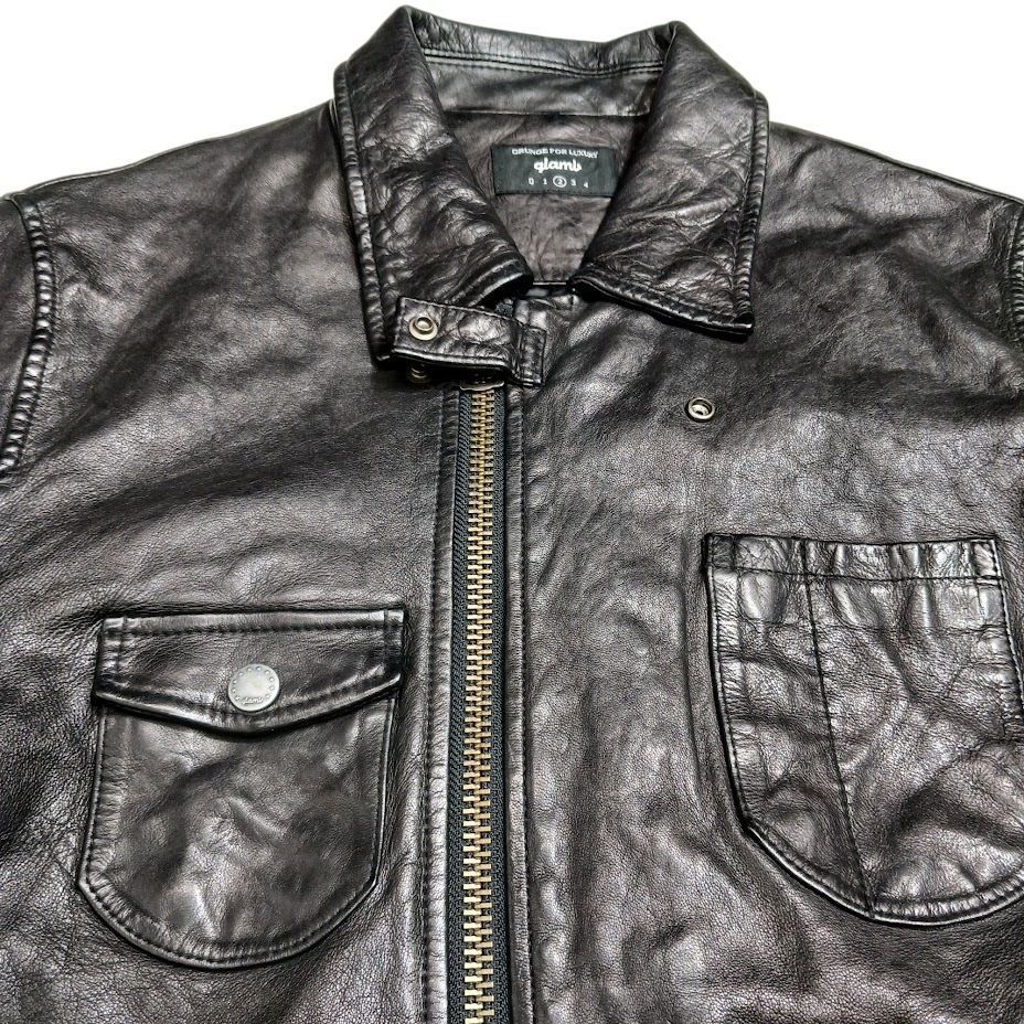 glamb グラム Blaine leather JKT シングルライダース ブレインレザージャケット GB0319/JKT05 羊革 ブラック サイズ  2 - メルカリ