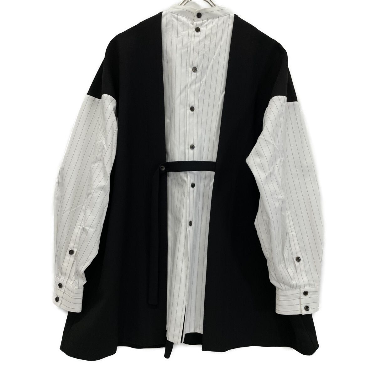  ENFOLD エンフォルド 22 AW ﾌﾞﾗｯｸ COMBI ﾀﾞﾌﾞﾙｸﾛｽｺﾝﾋﾞﾌﾟﾙｵｰﾊﾞｰｼｬﾂ 38 その他 トップス