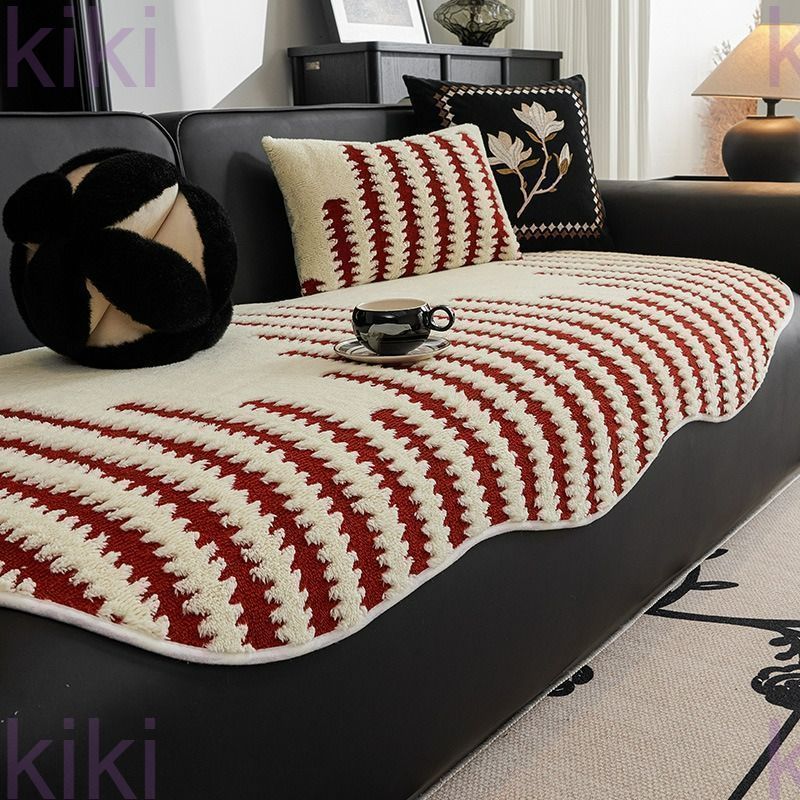 新品未使用ソファーカバー 90cm×210cm 90cm×240cm ボーダー ブラック レッド グリーン カーキ グレー 黒 赤 緑 モダン お洒落 滑り止め