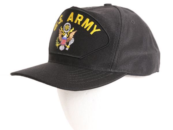【お得なクーポン配布中!】 デッドストック 90s USA製 US Army アーミー ワッペン ベースボール キャップ フリーサイズ 帽子 黒 90年代 オールド ミリタリー ブラック