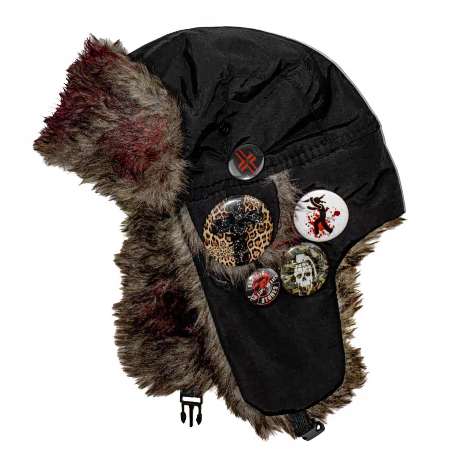 ♥ ファー フライトキャップ 冬 秋 黒 帽子 Y2K