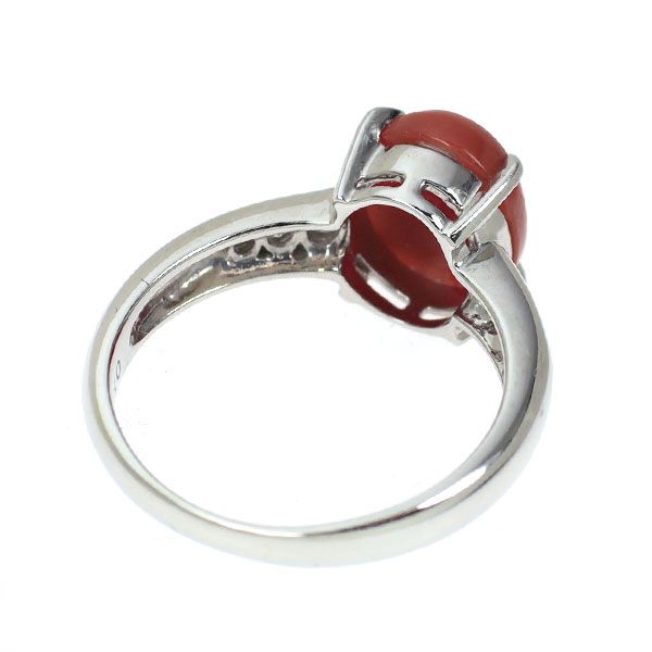 Pt900 珊瑚 ダイヤモンド リング 2.40ct D0.18ct - メルカリ 