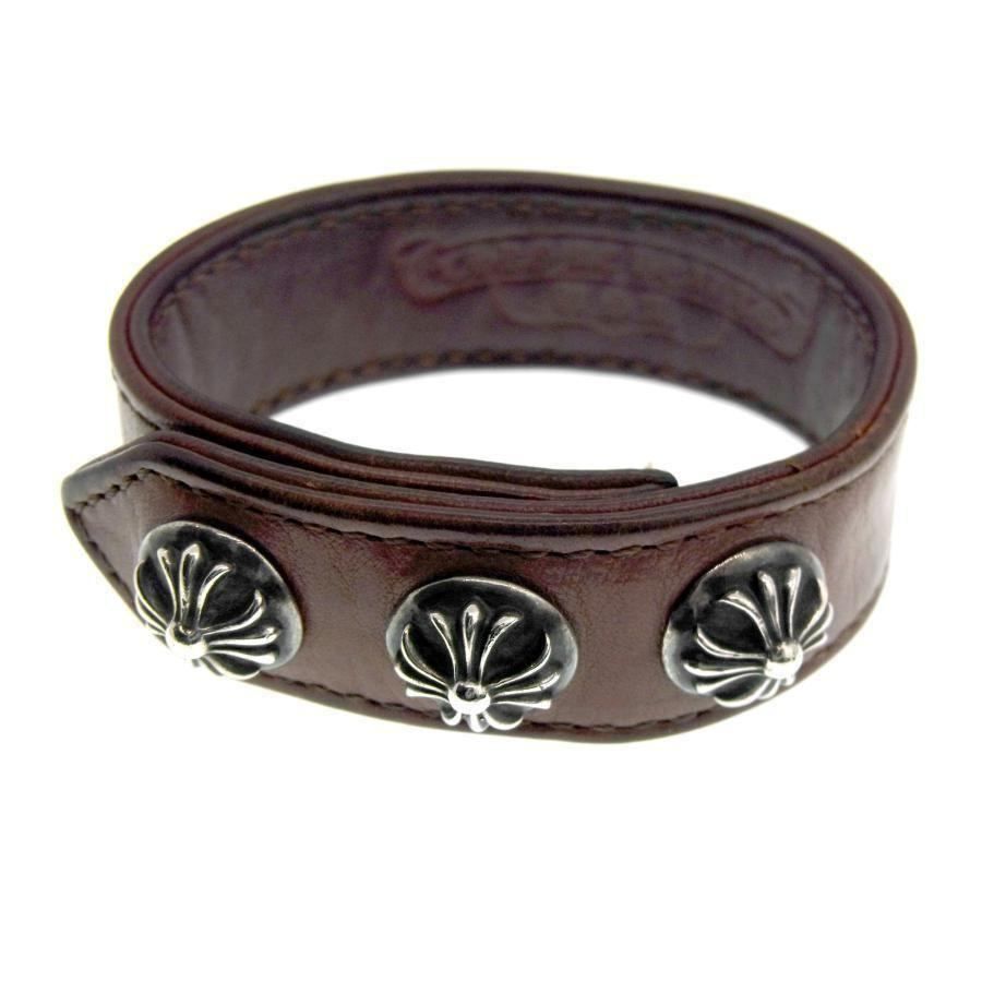 クロムハーツ CHROME HEARTS 3BTN 2SNP 3ボタン 2スナップ クロス ボール レザー ブレスレット 38205