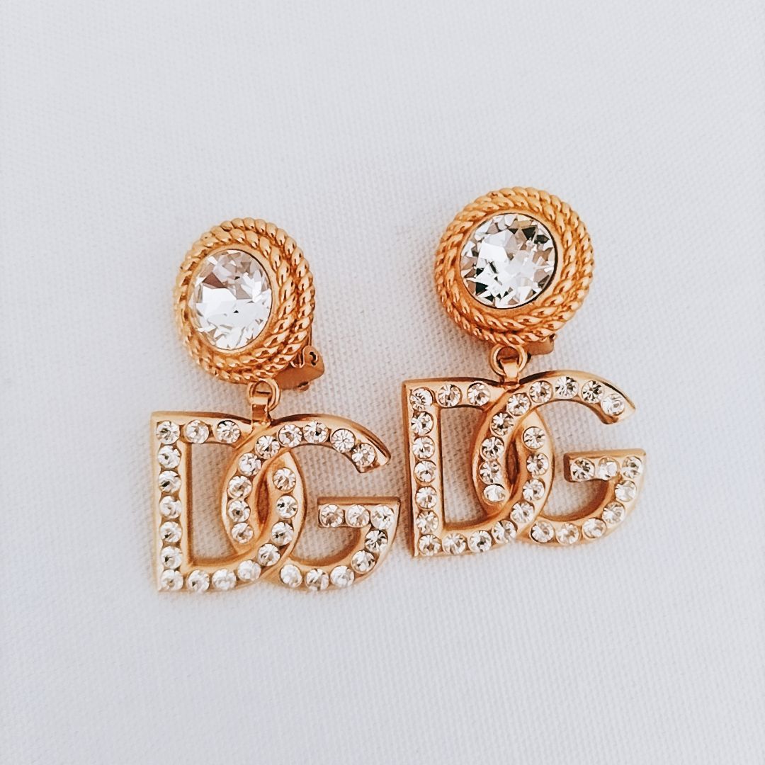 新品未使用】Dolce&Gabbana イヤリング ラインストーン＆DGロゴ 