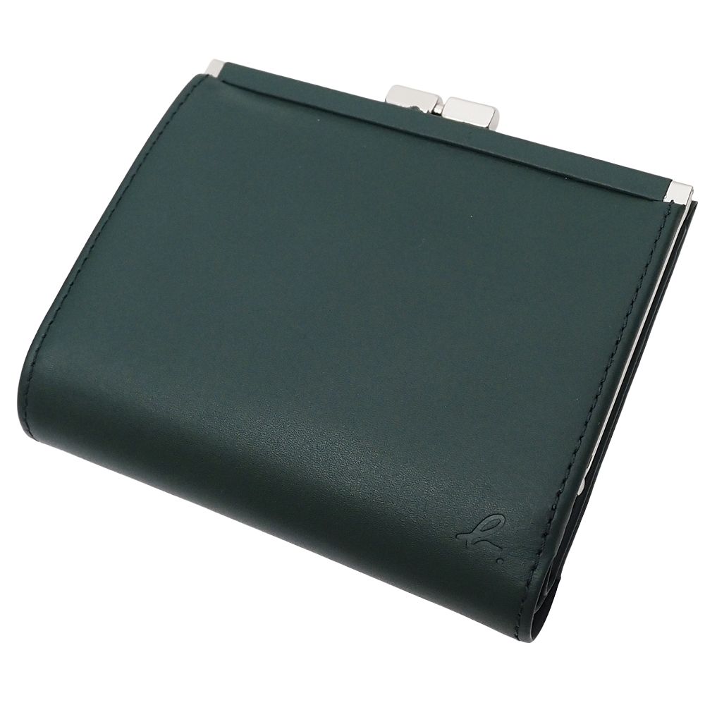 ♥品訳あり agnes b. レザーウォレット がま口 財布 ダークグリーン アニエスべー レディース 5CH|J0610S|KCT06|