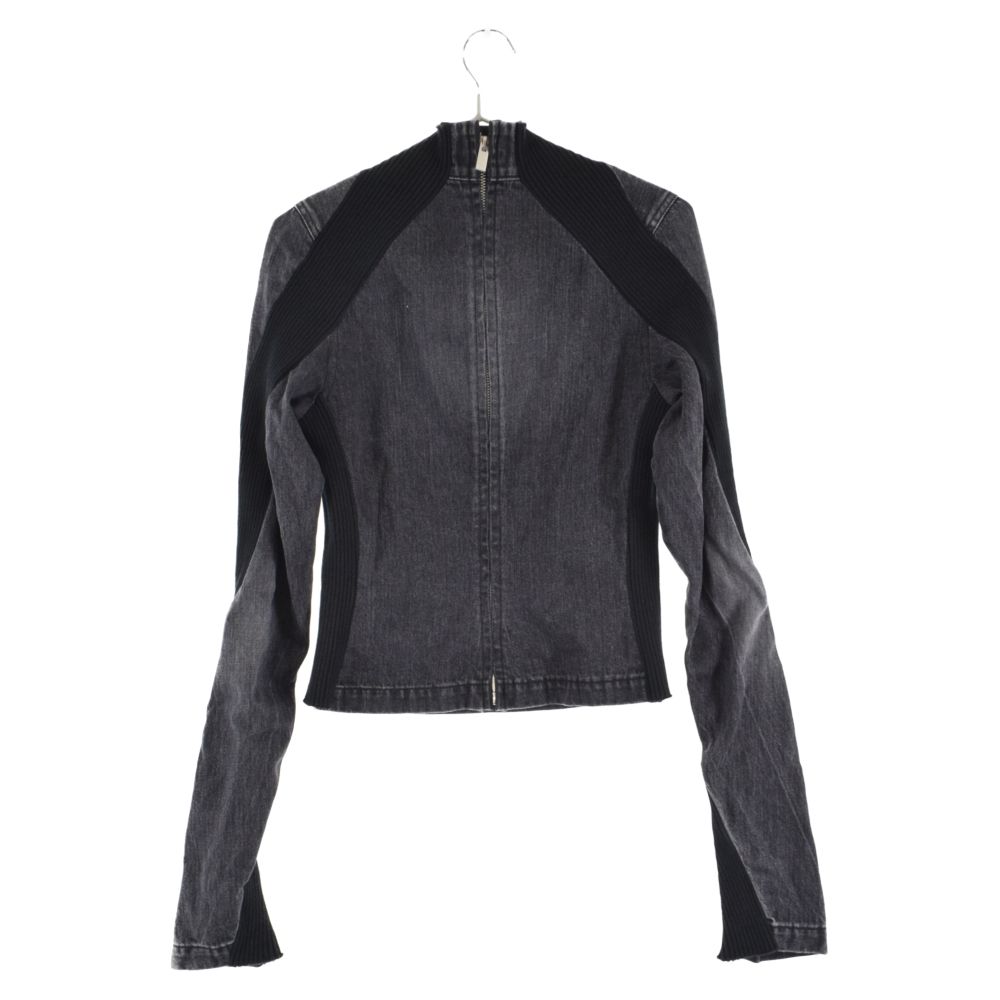 Sacai サカイ ニットデザインジップアップデニム トップス ブラック サンプル品 Sacai (サカイ) ニットデザインジップアップデニム トップス ブラック