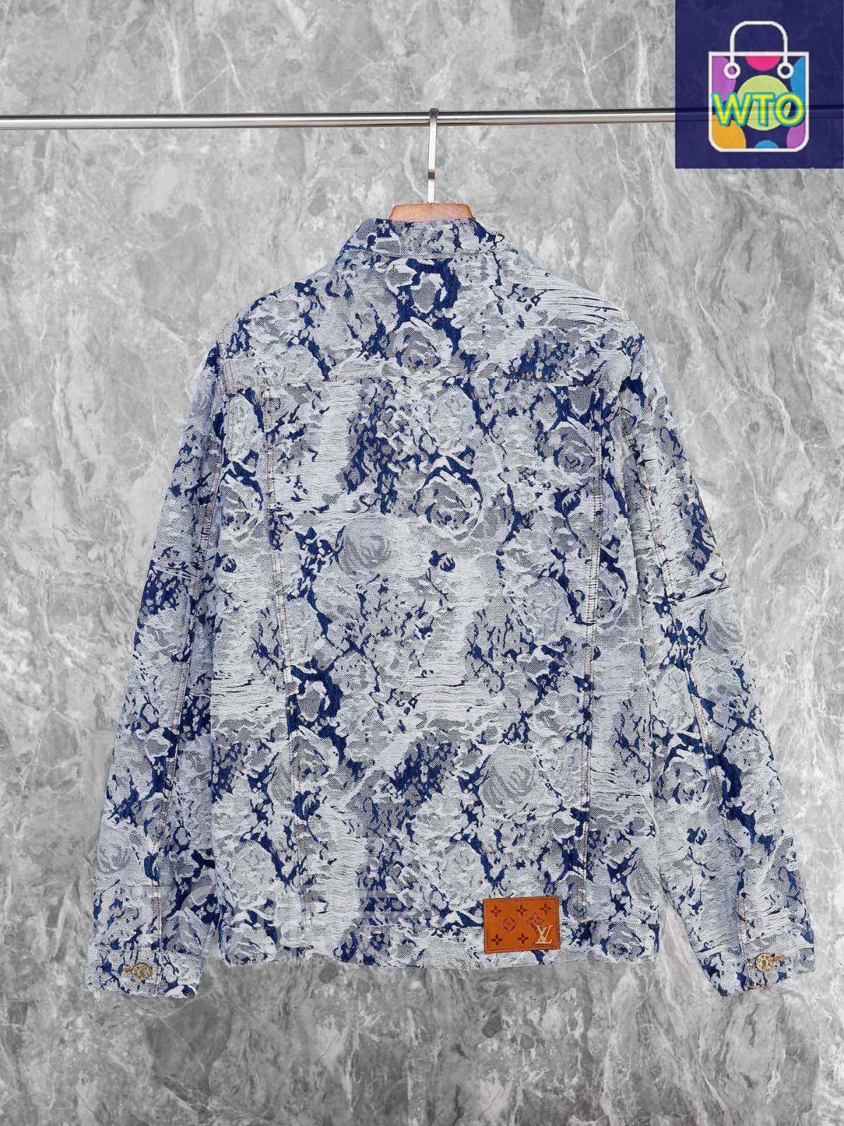 【花柄ブルーが爽やか♪】Louis Vuitton ジャケット 美品 L相当/48 ルイヴィトン フラワー刺繍 デニムジャケット