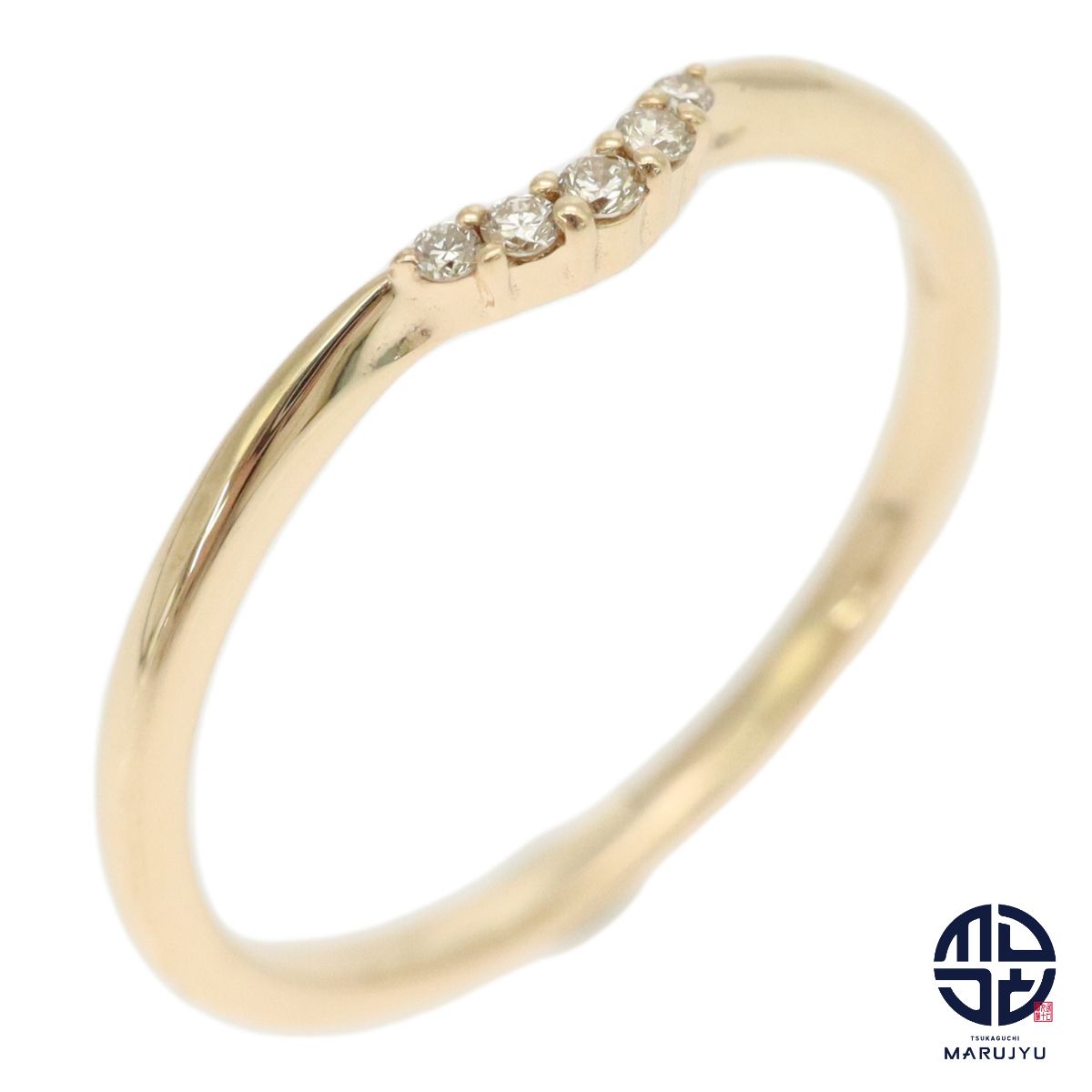 アガット agete K10YG リーフ モチーフ ダイヤモンド リング 11号 K10