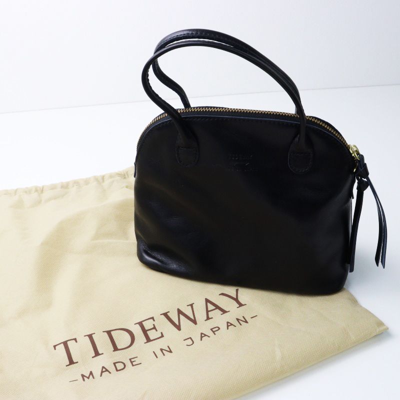 美品 タイドウェイ TIDEWAY ライトレザーボストンバッグ S/ブラック 