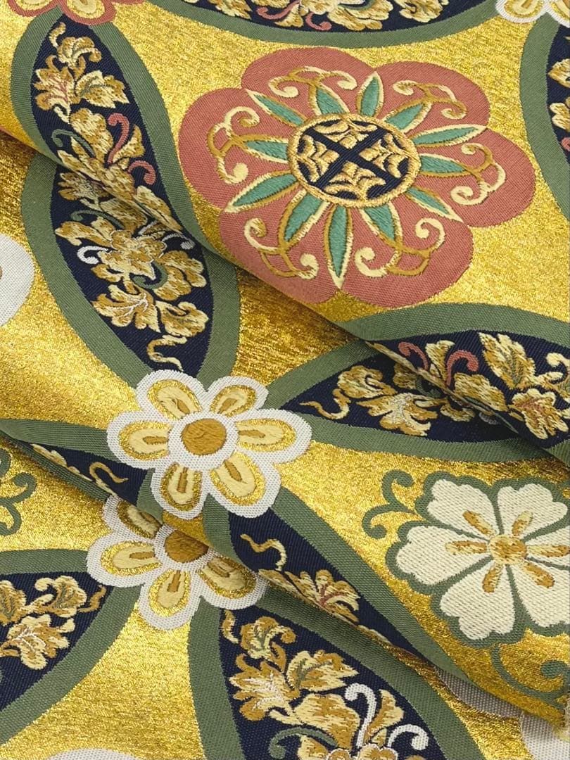 まいづる 西陣織 袋帯 能衣七宝唐花文 ♥品 金糸 正絹 六通