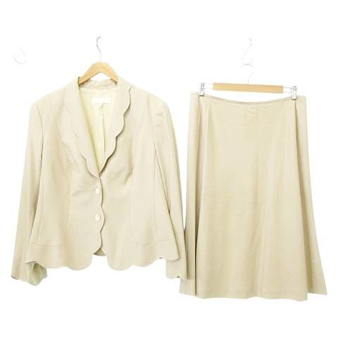 激安先着 ESCADA エスカーダ スカラップ 無地 セットアップ スーツ トップス