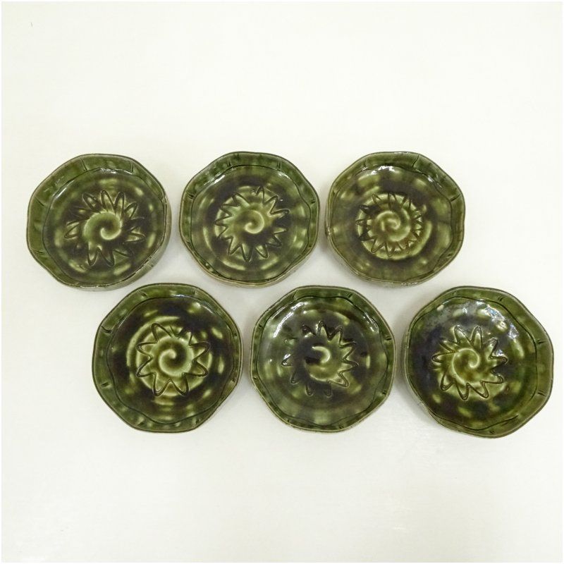 佐治光太郎造 織部櫛目文向付6客（共箱） 器 和食器 おしゃれ