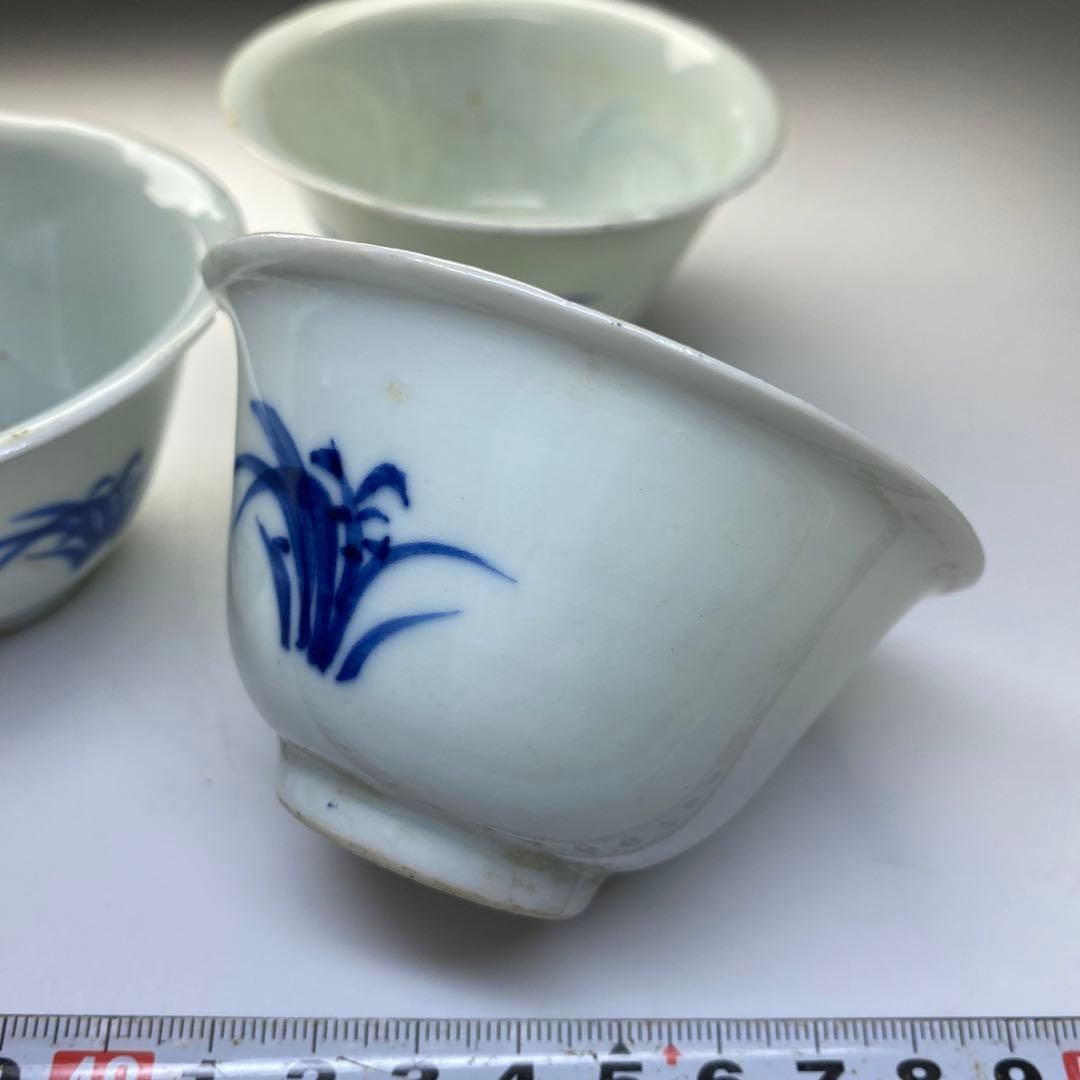 中国清朝期 青花煎茶碗3客 直径約8㎝ 東Y6-0703①タカチ 【公式通販】