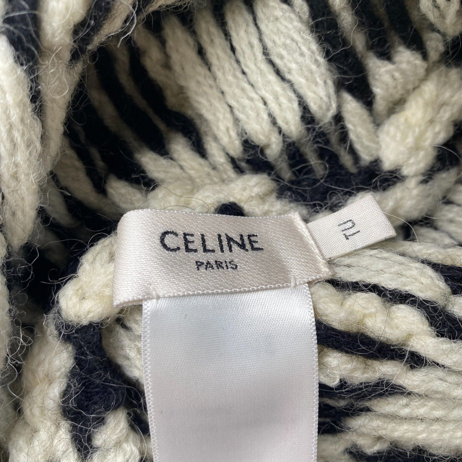 セリーヌ CELINE レディース チェック ニット ロゴ キャップ ♯TU