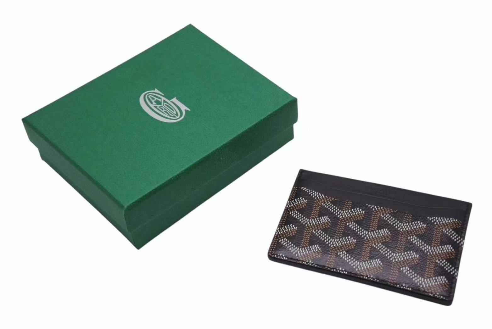 GOYARD ゴヤール サンシュルピス カードケース コットン リネン フランス製 ブラック ブラウン 4b002577