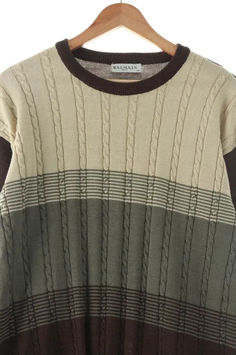 （ XL ） BALMAIN(バルマン) ニット セーター 茶色 ウール オールドスクール- 10963