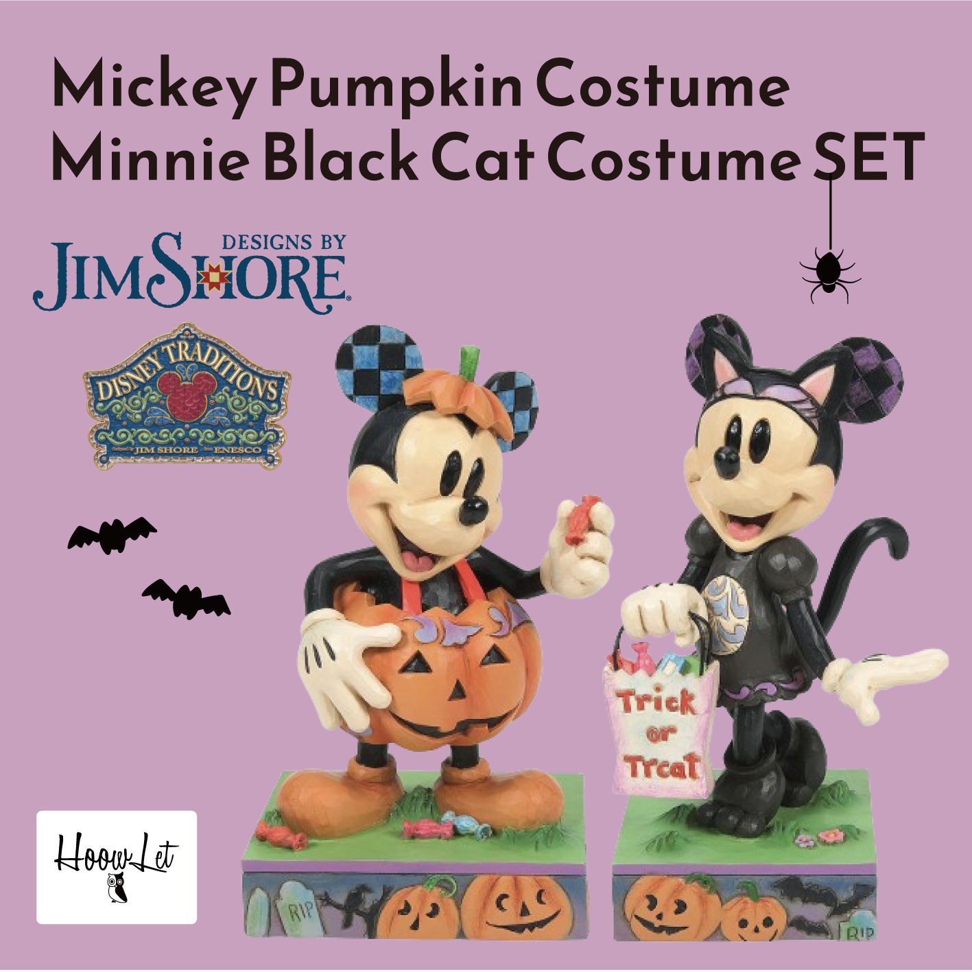 ディズニー ミッキー パンプキン ミニー ブラックキャット セット ハロウィン 飾り フィギュア ジムショア Mickey Pumpkin Costume Minnie Black Cat Costume JIM SHORE 正規輸入品 置物 インテリア