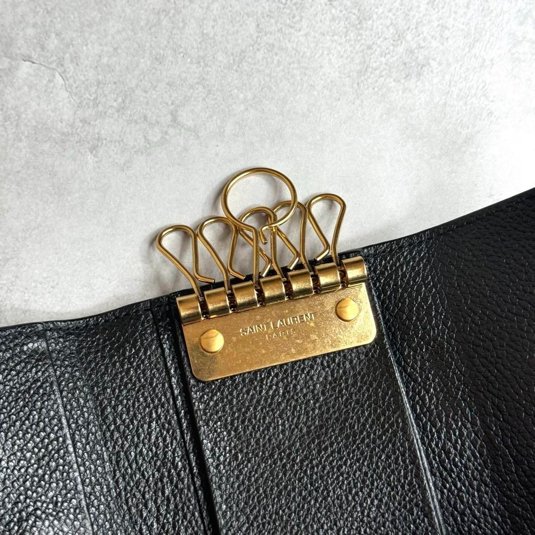 ≫未使用級≪ / YSL サンローラン カサンドラキーケース 613334 極美品】サンローラン キーケース 4連 レザー YSL カサンドラ 黒