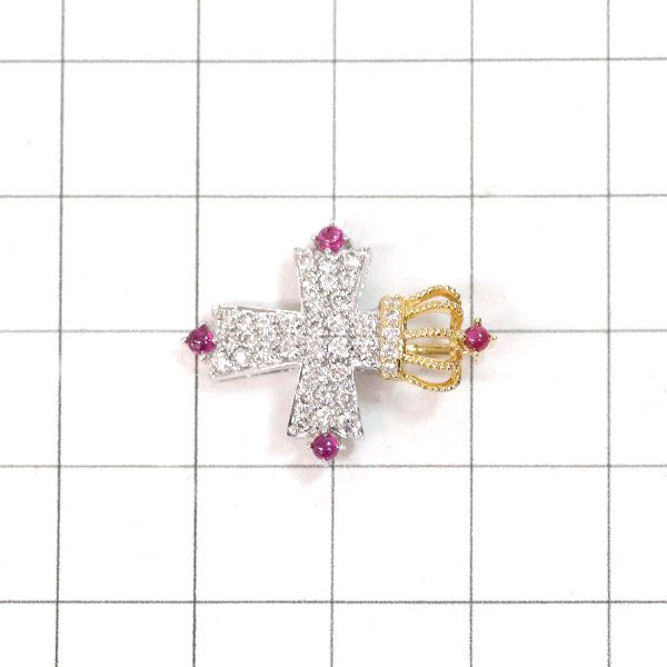 笠原真寿美 K18YG ルビーダイヤクロスチャーム