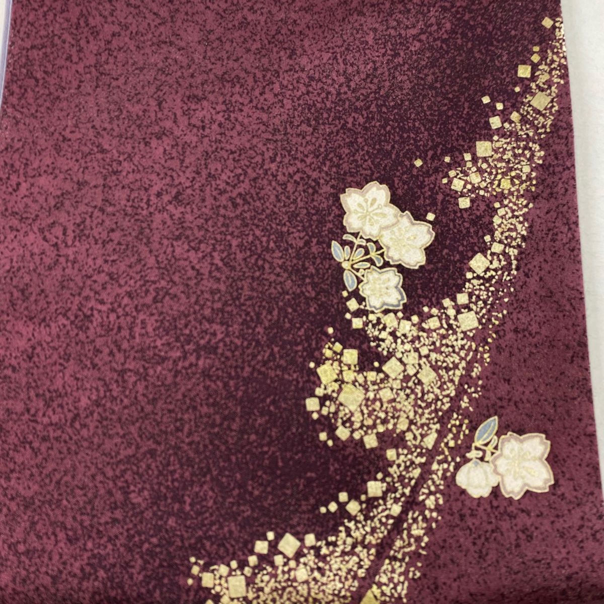 太子間道 六通柄 袋帯 モール織 蠟色に辛子ベージュ×赤茶 絹＋銀糸 美品 赤 太子間道 袋帯』 - 商品紹介