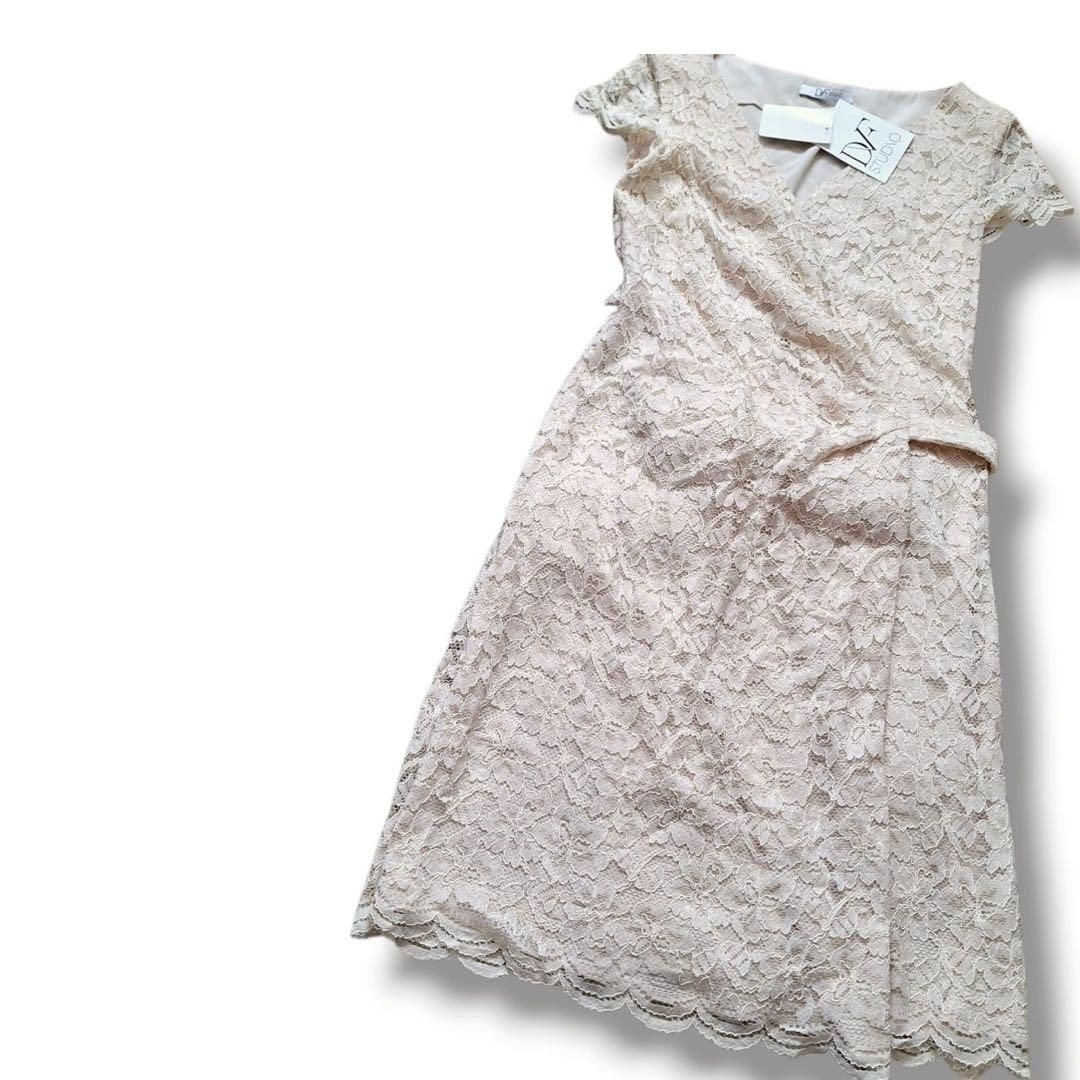 a47 DF STUDIO ワンピース レース ラップ リボン ひざ丈 M