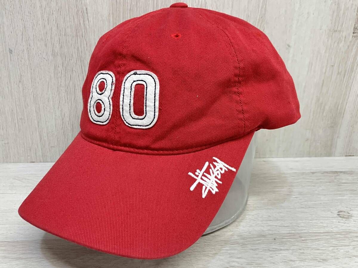 “刺繍ロゴ” old stussy stussyhats 6パネルキャップ 赤 STUSSY USA製 キャップ OLD オールド ステューシー 6パネル 帽子
