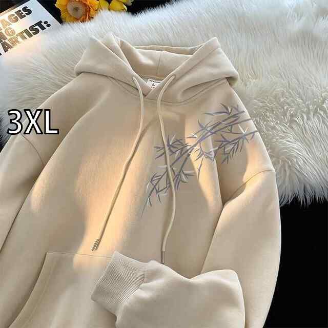 [3XL]メンズ  服  シンプル ファッション オシャレ 大人 かっこいい 大きいサイズ ストリート 紳士服 アプリコット フード スウェットシャツ プリント 服 ゆったり ジャケット
