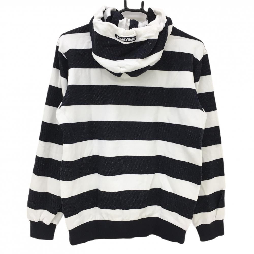 PEARLY GATES パーリーゲイツ ジップパーカー ネイビー×白 ボーダー パーリーゲイツ ジップパーカー ネイビー×白 ボーダー 裏起毛