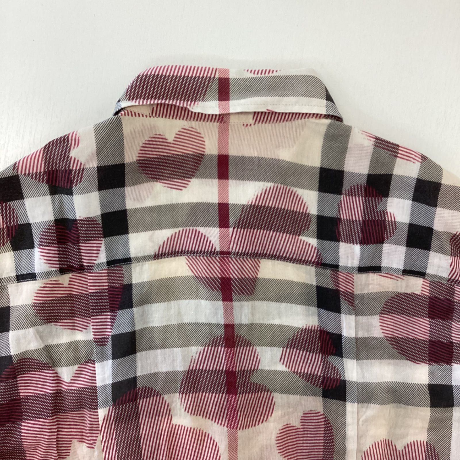 BURBERRYBRITバーバリーブリット7分袖ハートチェックオーバーシャツ(M 